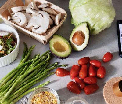 A fresh selection of vegetables and ingredients for preparing a nutritious meal.